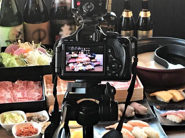 日本料理の撮影セット風景