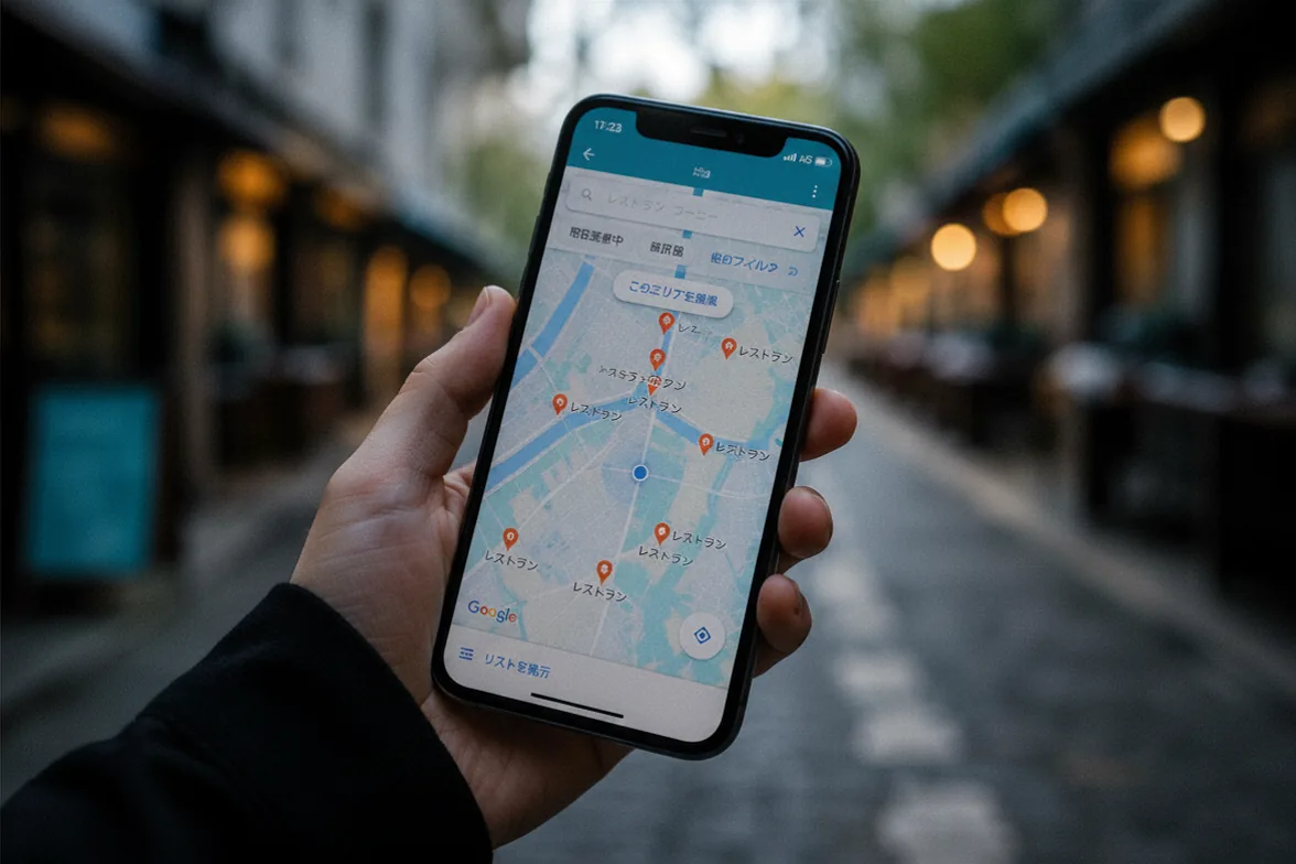 スマホでGoogleマップの店舗検索を見る